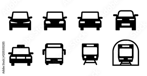 車・乗り物・交通手段のアイコンセット1