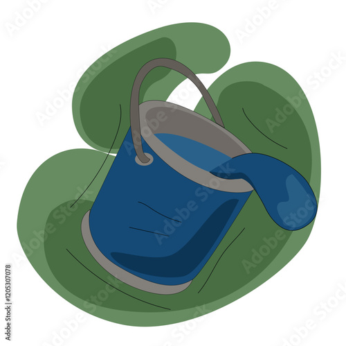 paint can.wall paint in a can.
tin can with blue paint