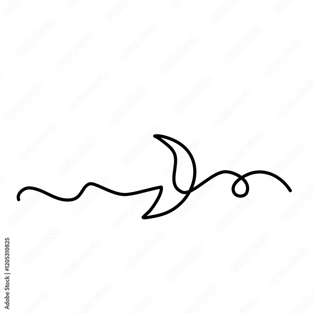 One continuous line drawing of moon One continuous line drawing of moon
