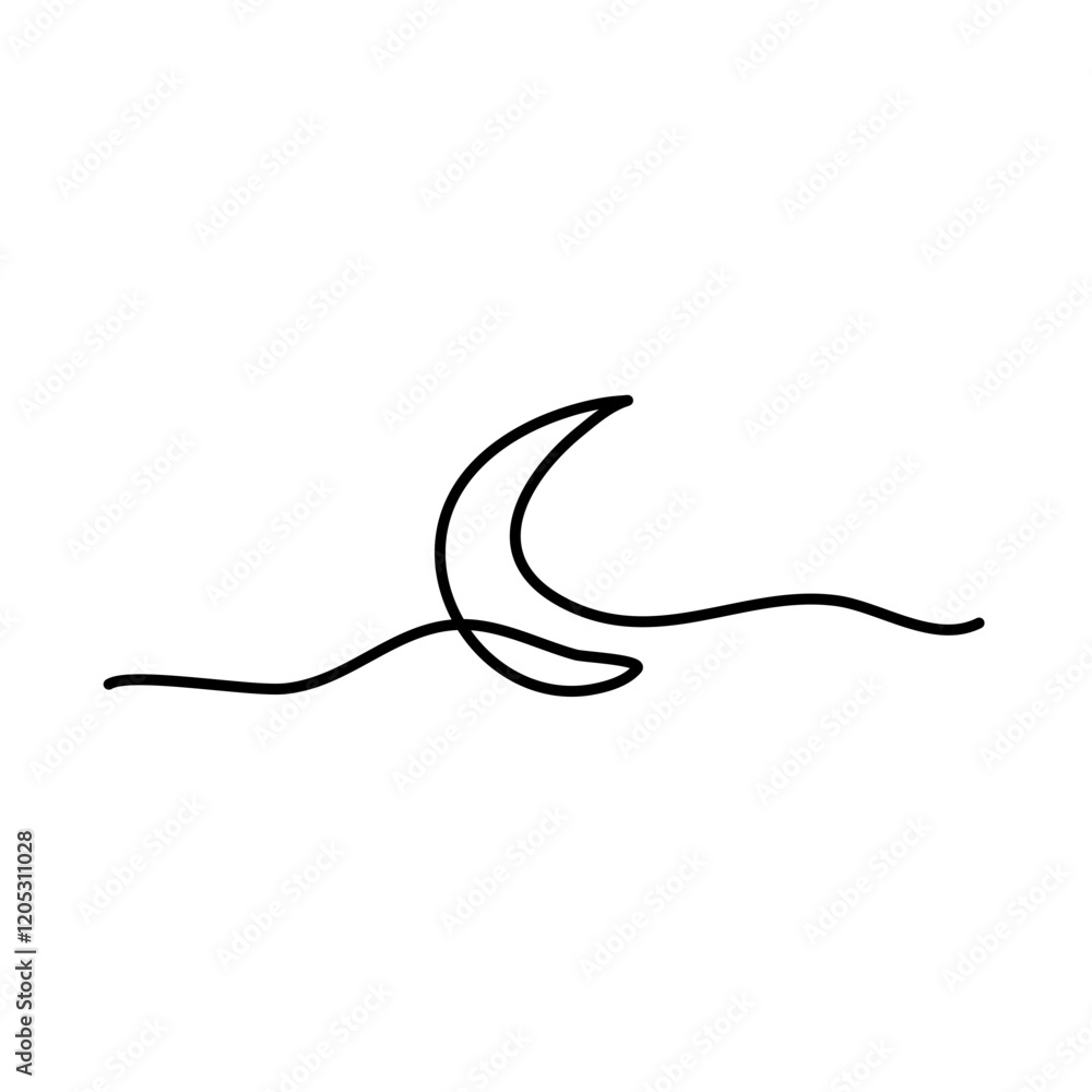 Obraz premium One continuous line drawing of moon