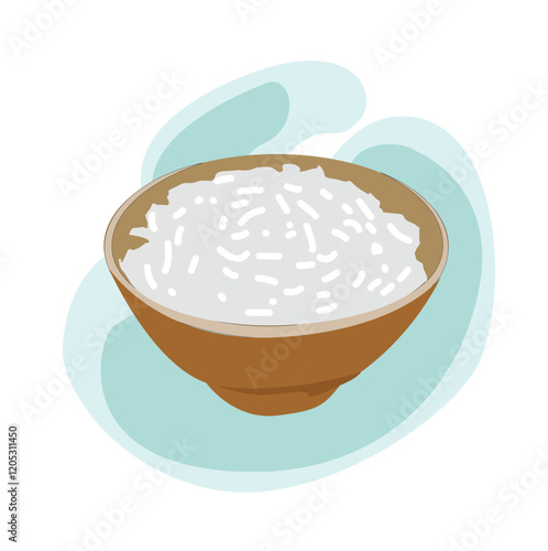 rice bowl with wooden bowl