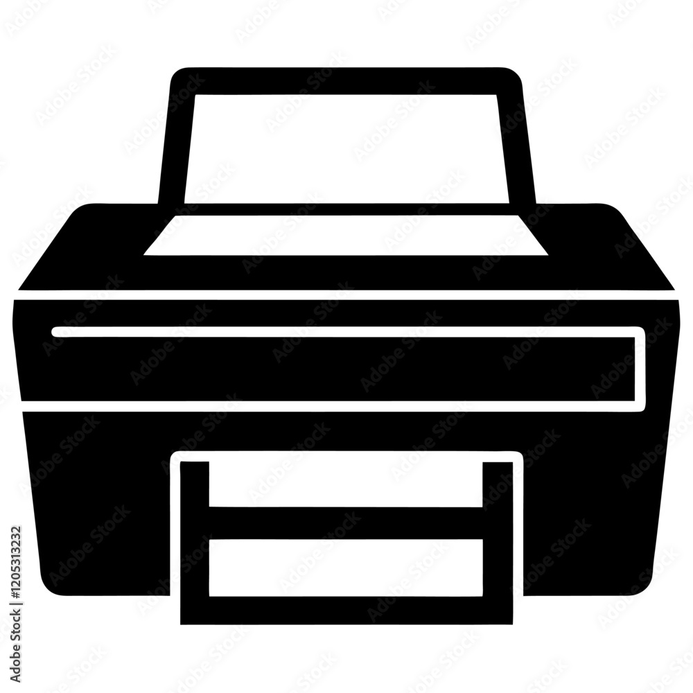 Photocopier machine silhouette vector icon illustration , machine on white background Photocopier machine silhouette vector icon illustration , machine on white background