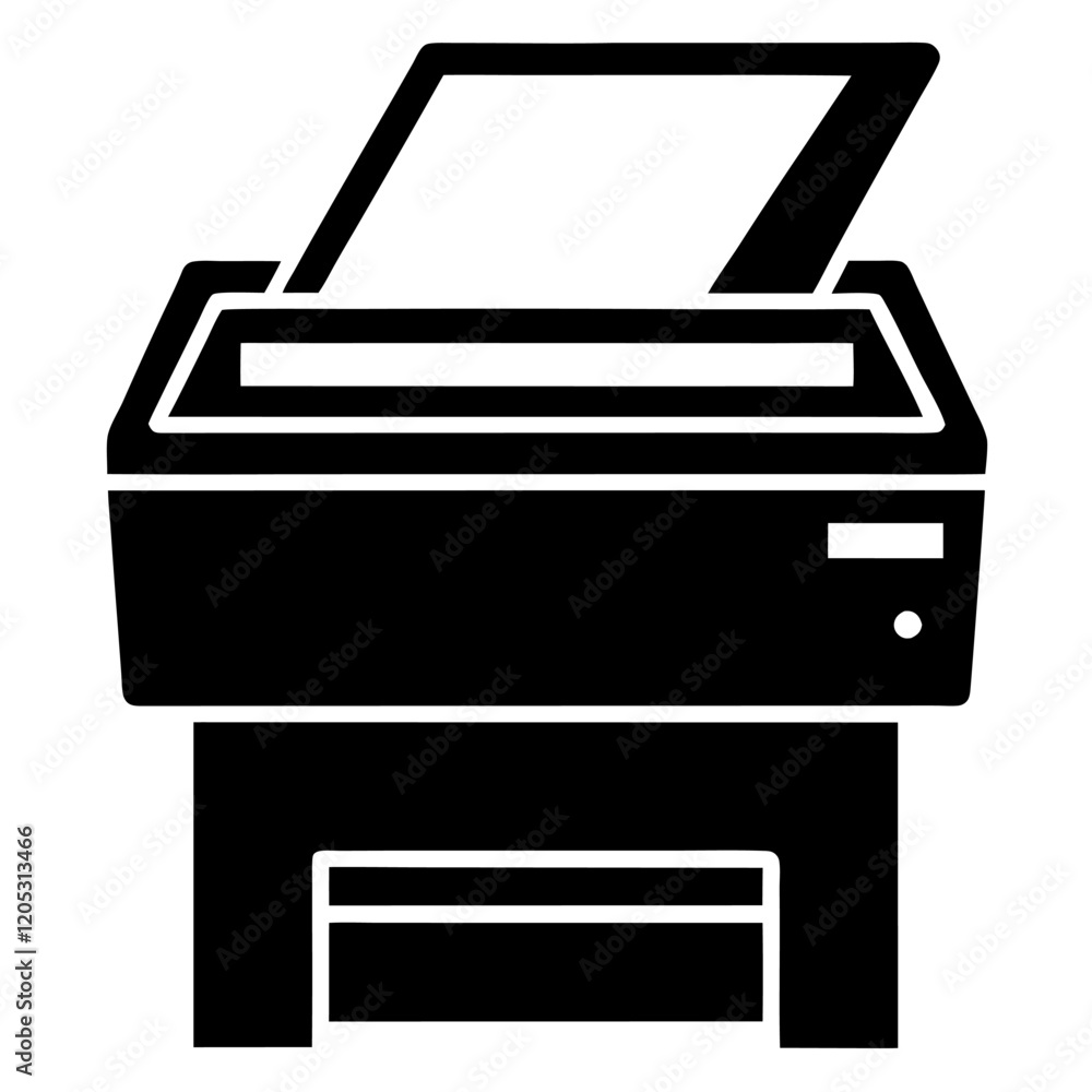 Photocopier machine silhouette vector icon illustration , machine on white background Photocopier machine silhouette vector icon illustration , machine on white background