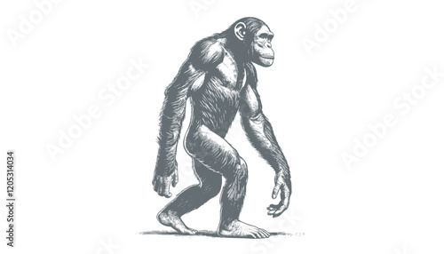 chimpanzee vector  | chimpanzee illustration | chimpanzee silhouette | chimpanzee tattoo | chimpanzee engraving | chimpanzee drawing	 photo