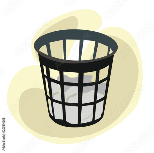trash cans and paper waste.Trash bin garbage