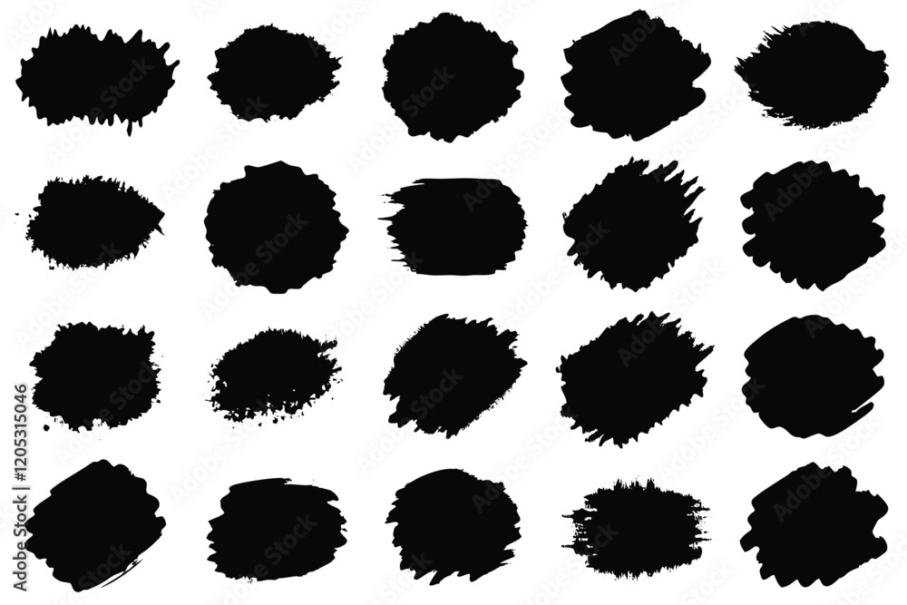 Hand draw black brush stroke set Hand draw black brush stroke set