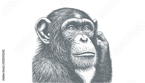 chimpanzee vector  | chimpanzee illustration | chimpanzee silhouette | chimpanzee tattoo | chimpanzee engraving | chimpanzee drawing	