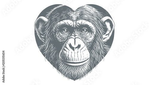 chimpanzee vector  | chimpanzee illustration | chimpanzee silhouette | chimpanzee tattoo | chimpanzee engraving | chimpanzee drawing	 photo