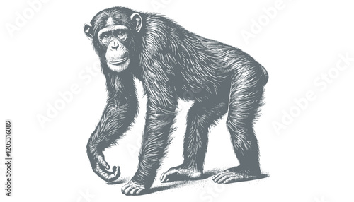 chimpanzee vector  | chimpanzee illustration | chimpanzee silhouette | chimpanzee tattoo | chimpanzee engraving | chimpanzee drawing	