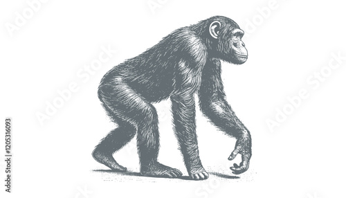 chimpanzee vector  | chimpanzee illustration | chimpanzee silhouette | chimpanzee tattoo | chimpanzee engraving | chimpanzee drawing	 photo