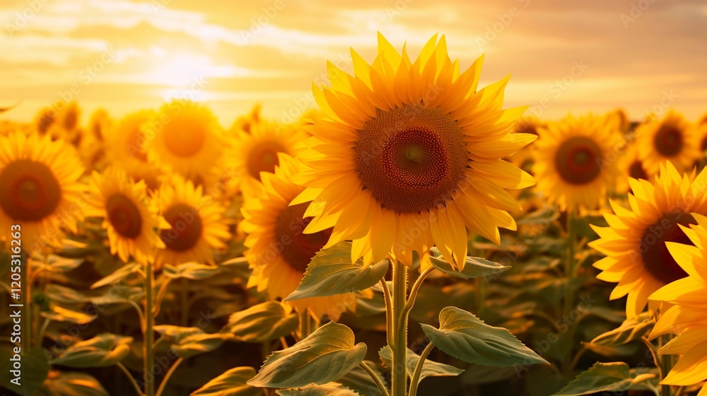 Obraz premium A photo of a vibrant sunflower field.