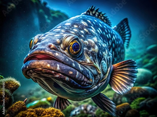 Ancient Coelacanth: Macro Photograph of Prehistoric Fish with Lobed Fins photo