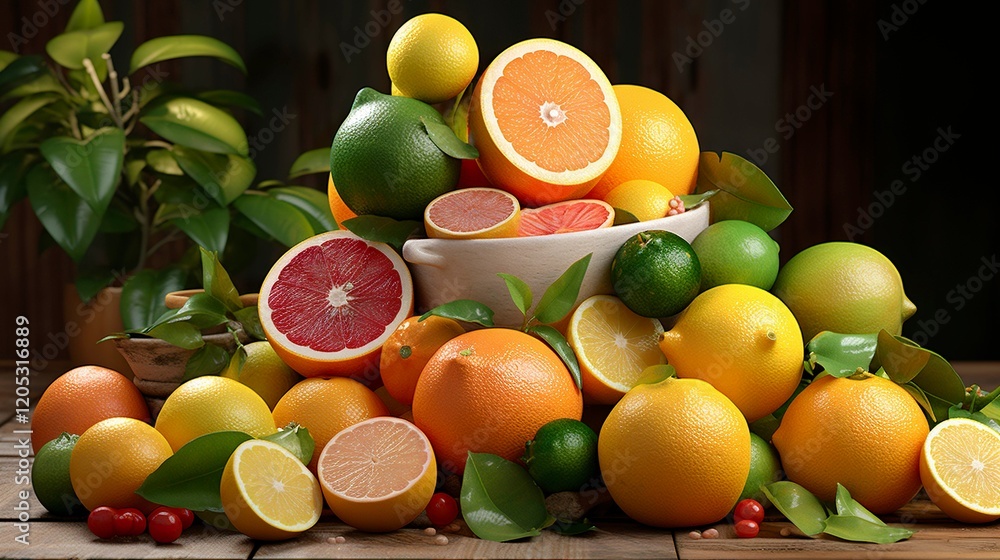 A photo of an assortment of citrus fruits A photo of an assortment of citrus fruits