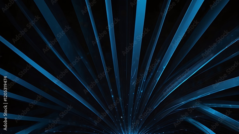 Obraz premium Abstract blue lines radiating from a central point, creating a dynamic visual effect.