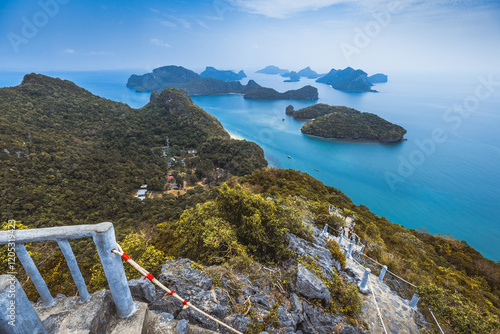 Panorama landscape of island and water in Mu Ko Ang Thong national park Surat Thani Thailand photo