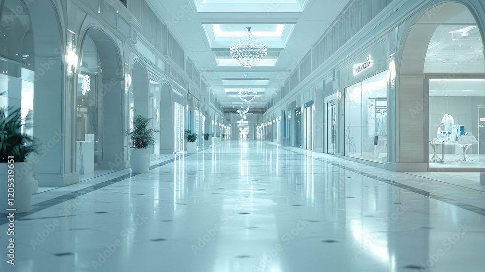 Fototapeta premium Serene Elegance: A Luxurious Shopping Mall Interior