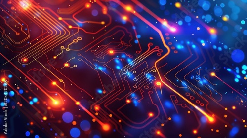 Colorful image of a circuit board with many small lights