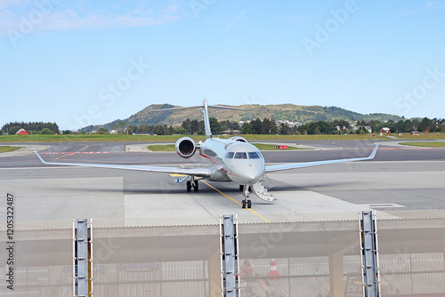 Alesund, Norway - August 03, 2024: Private plane in the airport