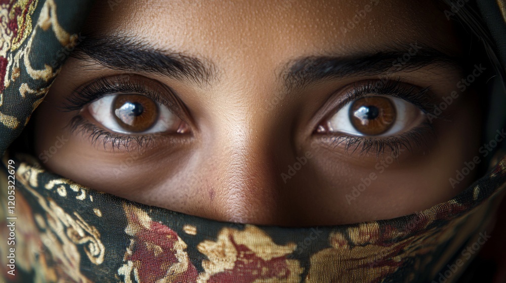 A Woman Gazing Directly Ahead Partially Veiled A Woman Gazing Directly Ahead Partially Veiled