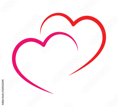 pink and red color heart icon set. pink, red love icon. heart sign for valentine's day. vector illustration on transparent background