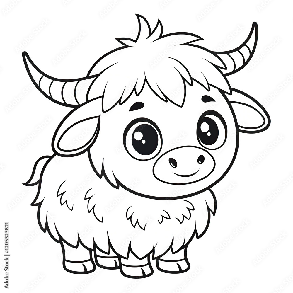 a kawaii style coloring book illustration of a cute yok isolate black and white lines a kawaii style coloring book illustration of a cute yok isolate black and white lines