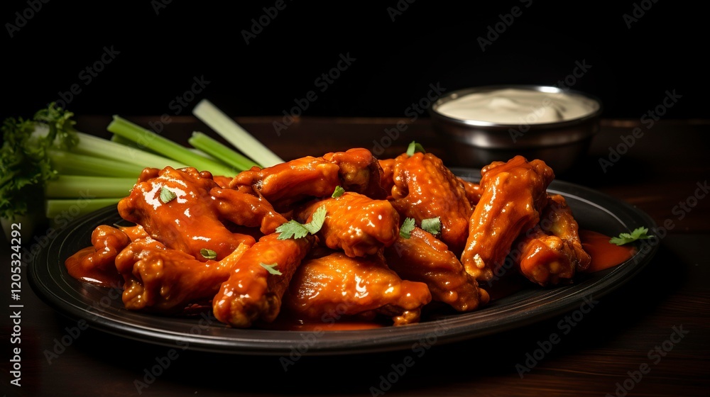 A photo of spicy buffalo wings with sauce. A photo of spicy buffalo wings with sauce.