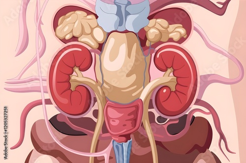 Kidneys, human renal realistic 3d illustration
 photo