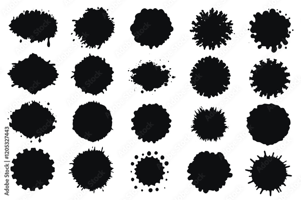 Set of grunge paintbrush Ink stroke brush Vector illustration Set of grunge paintbrush Ink stroke brush Vector illustration