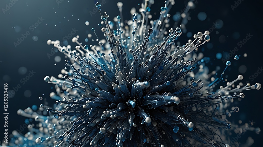 Fototapeta premium An abstract representation of a dynamic, spiky structure resembling a molecular formation.