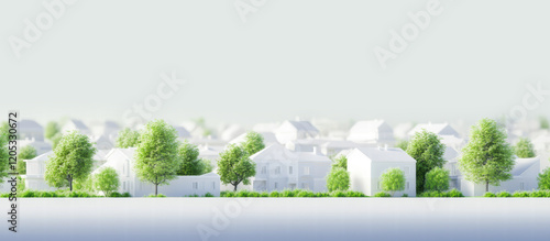 3Dの住宅模型の街並み