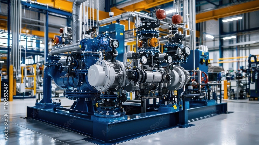 Industrial Machinery: A Close-Up View of Complex Industrial Equipment in a Modern Factory Setting Industrial Machinery: A Close-Up View of Complex Industrial Equipment in a Modern Factory Setting