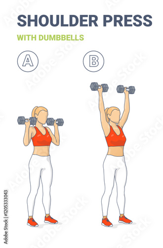 Dumbbell Overhead Shoulder Press Exercise Guide for Women in Two Steps