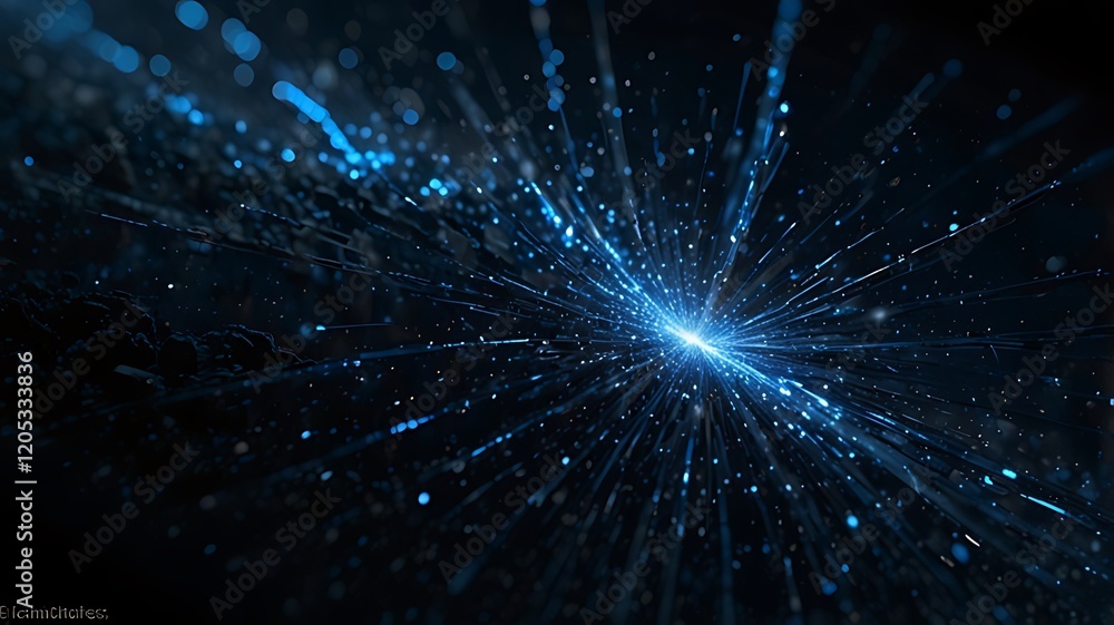 Obraz premium A dynamic burst of blue light resembling cosmic energy or abstract digital art.