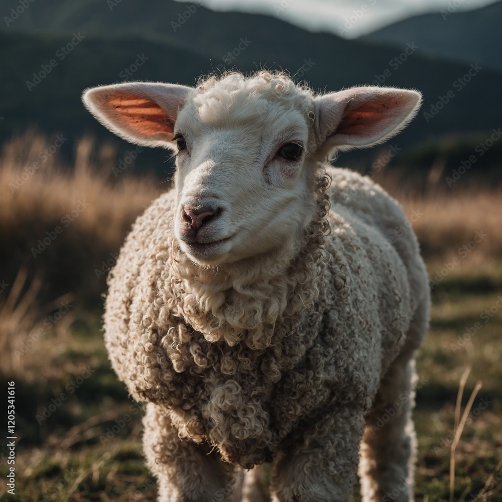 Fototapeta premium A lamb with oversized ears, looking adorable.