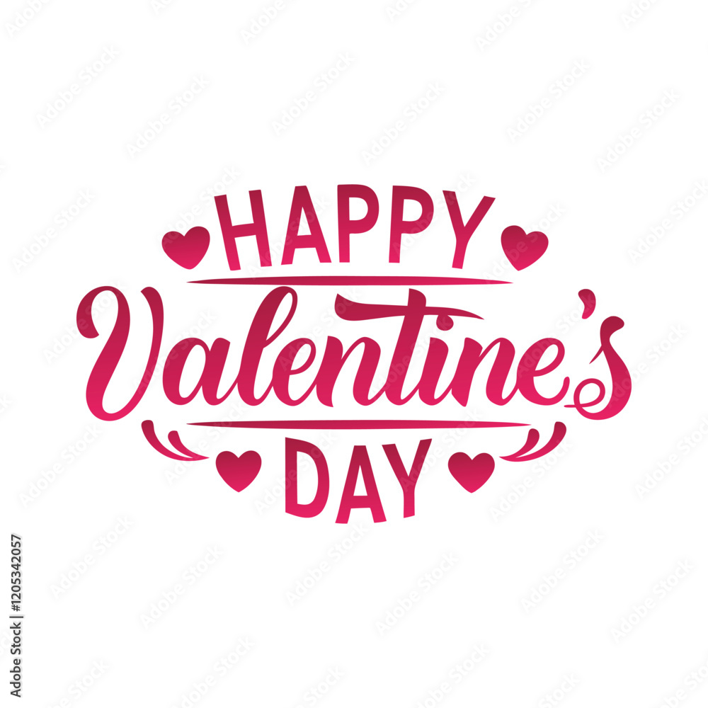 Fototapeta premium Lettering & Typography of Happy Valentine’s Day Vector Illustration, Romantic Design Art.