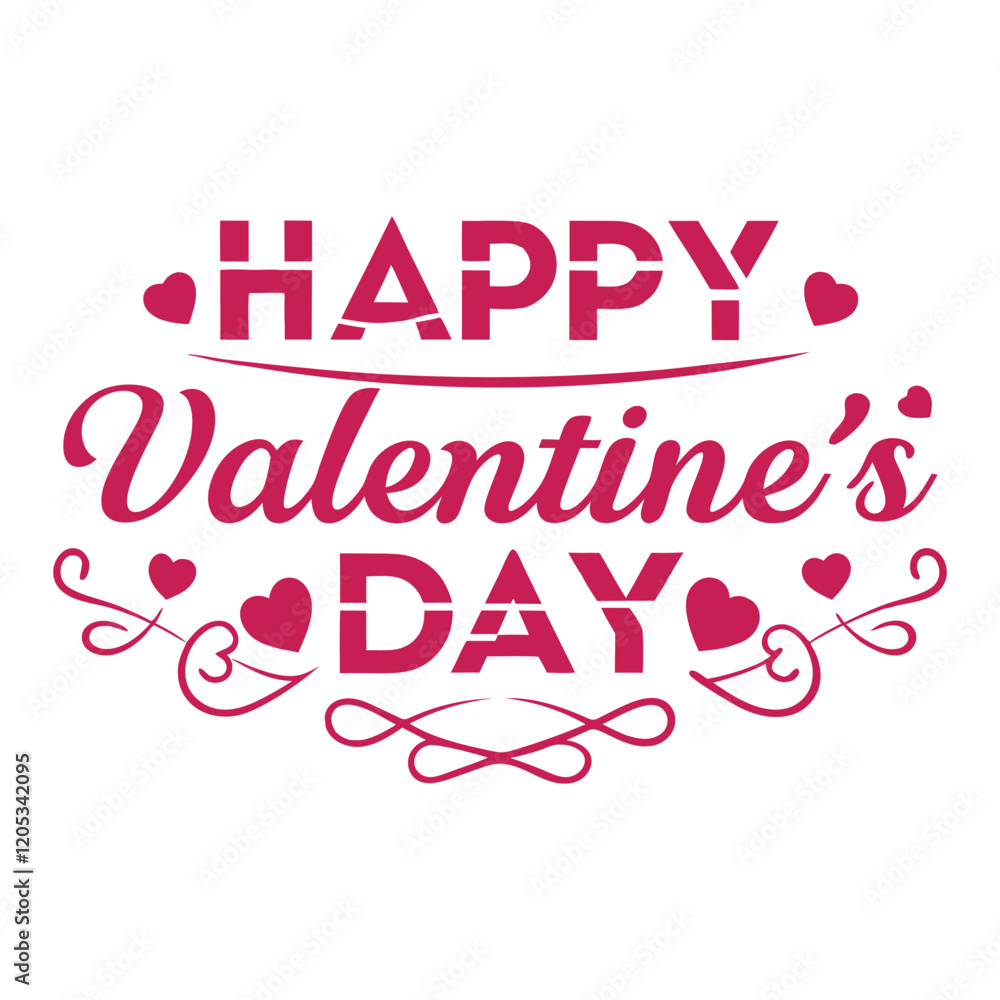 Fototapeta premium Lettering & Typography of Happy Valentine’s Day Vector Illustration, Romantic Design Art.