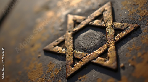 Star of David Symbol Emblem in Iron, Six-Pointed Star, Jew and Jewish, Holocaust Remembrance Day, Memorial photo