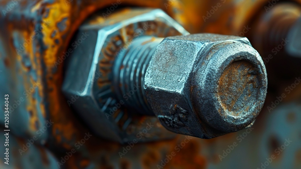 A photo of a close-up of a nut and bolt head. A photo of a close-up of a nut and bolt head.