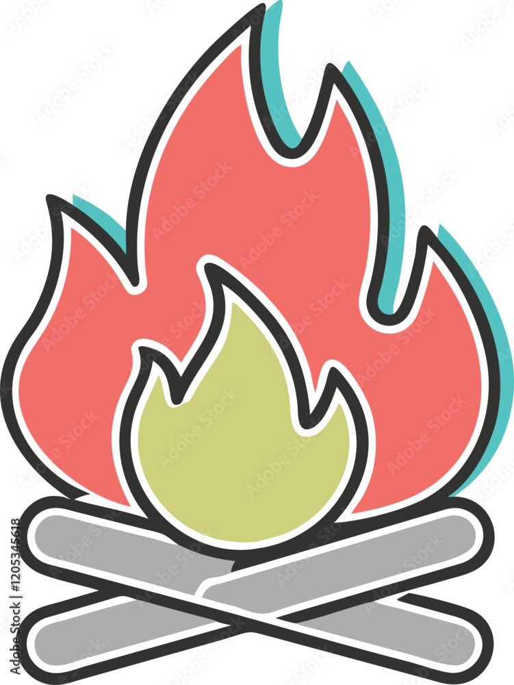 Creative Campfire Illustration - High-Quality Vector Clipart