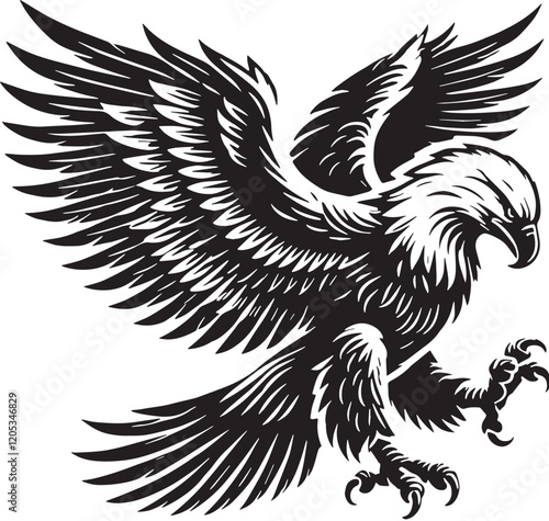 Wallpaper Mural Black Color Bald Eagle Silhouette Vector Illustration, Solid White Background. minimal vector design Torontodigital.ca