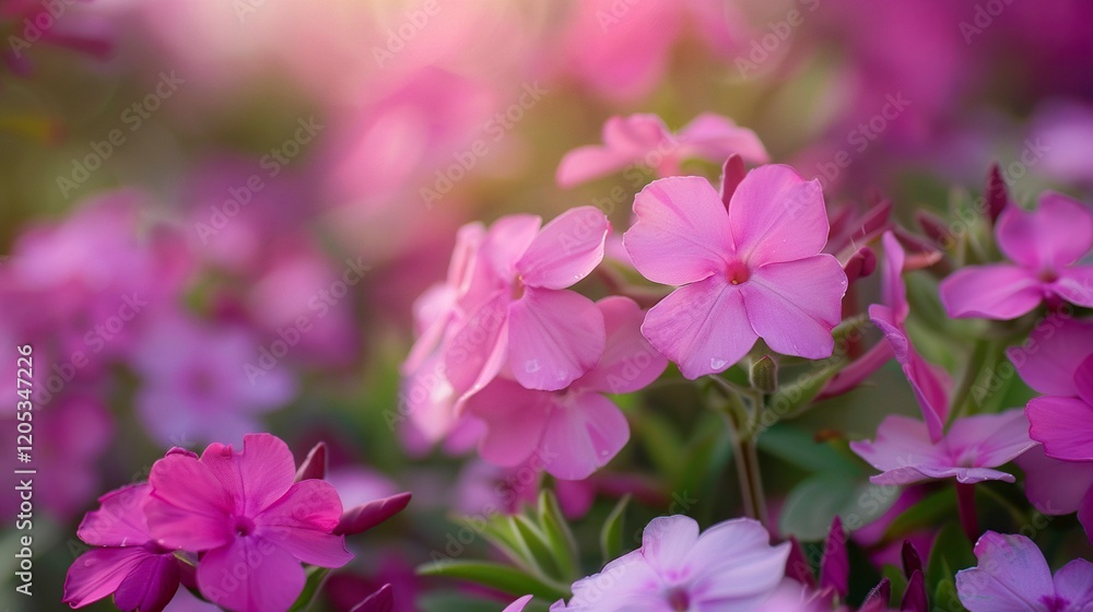 A photo of blooming phlox in a garden A photo of blooming phlox in a garden