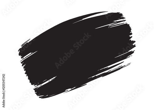 Best Grunge Badge Brush Hand Drawn Black Sticker Black Brush Stroke Vector Illustration for Creative Designs.
