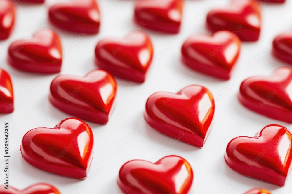 A collection of red hearts arranged on a white background