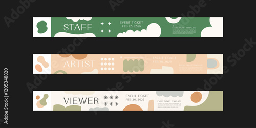 Event wristband. Customizable event wristband template. Design for festival, concert, party, and corporate events. Features a clean, modern layout with vibrant colors and space for logos or text. 