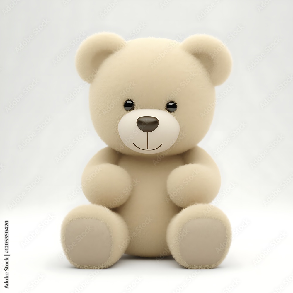 Obraz premium Cute Fluffy Teddy Bear with a Friendly Smile White background. 
