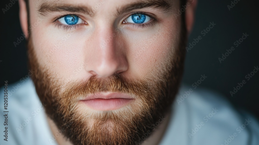 Obraz premium Portrait of a person with striking blue eyes