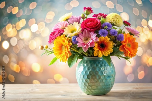 Wallpaper Mural Bokeh-blurred background accentuates a ceramic vase overflowing with vibrant, fresh blooms. Torontodigital.ca