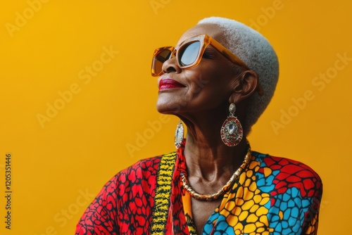 Confident Older Woman with Bold Style and Accessories photo