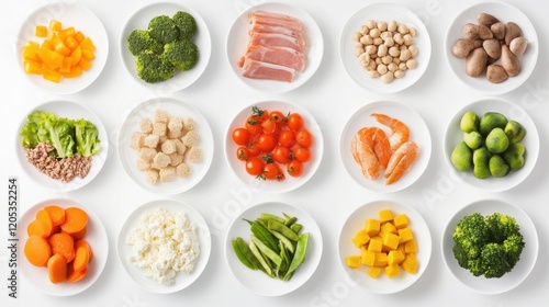 A detailed look at portion control, featuring a variety of food items measured precisely, showcasing the importance of portion sizes