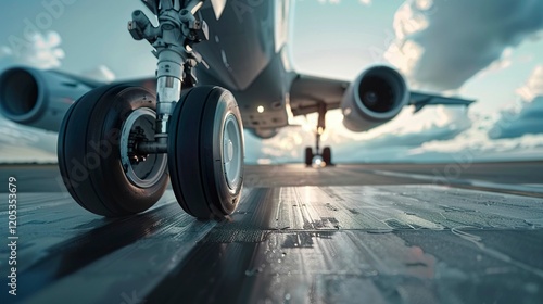A photo of an airplane landing gear extending